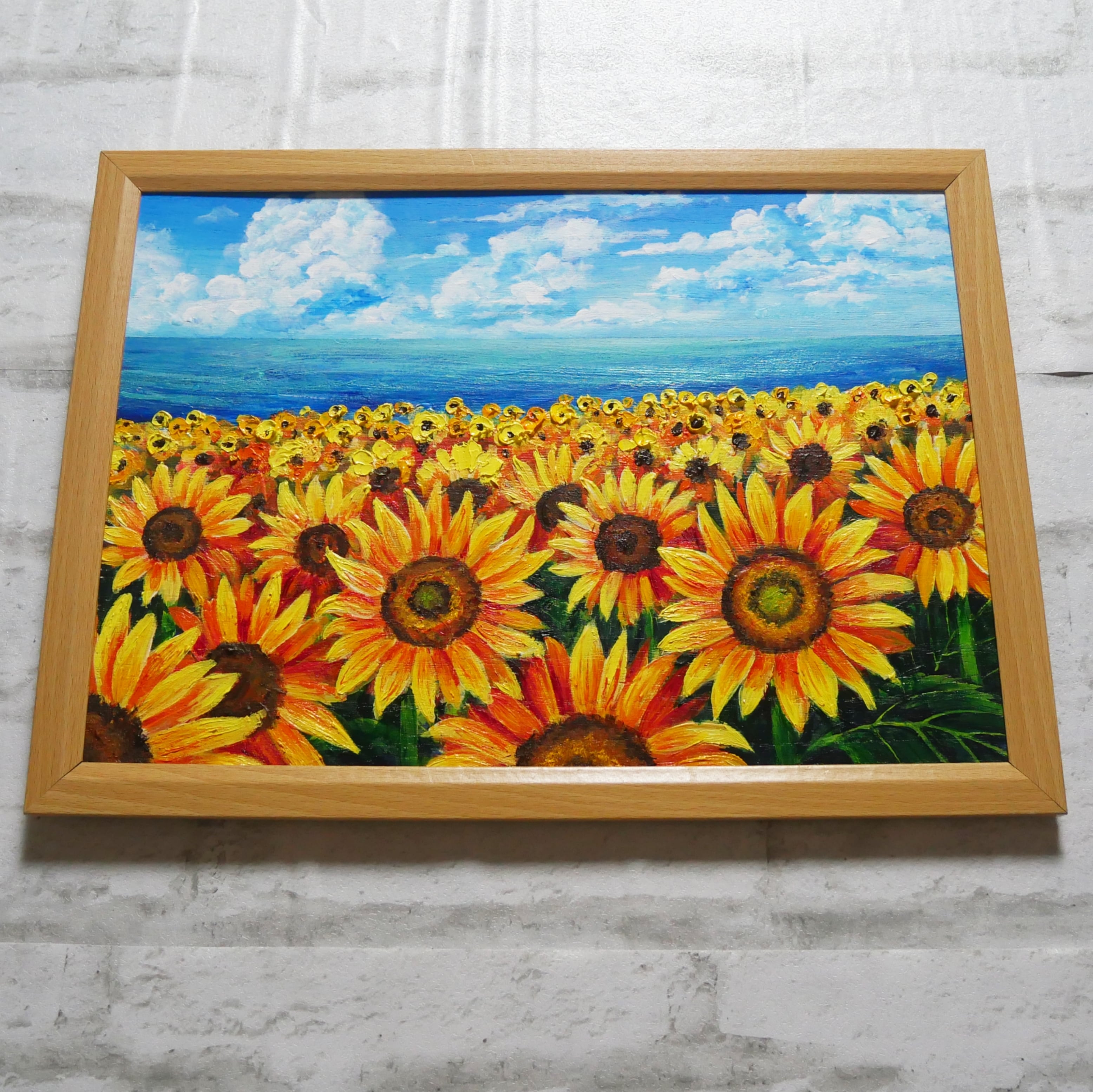 真作 油彩肉筆画 ウット・エルマン 『ひまわり畑のヴィラ』 真作 油彩