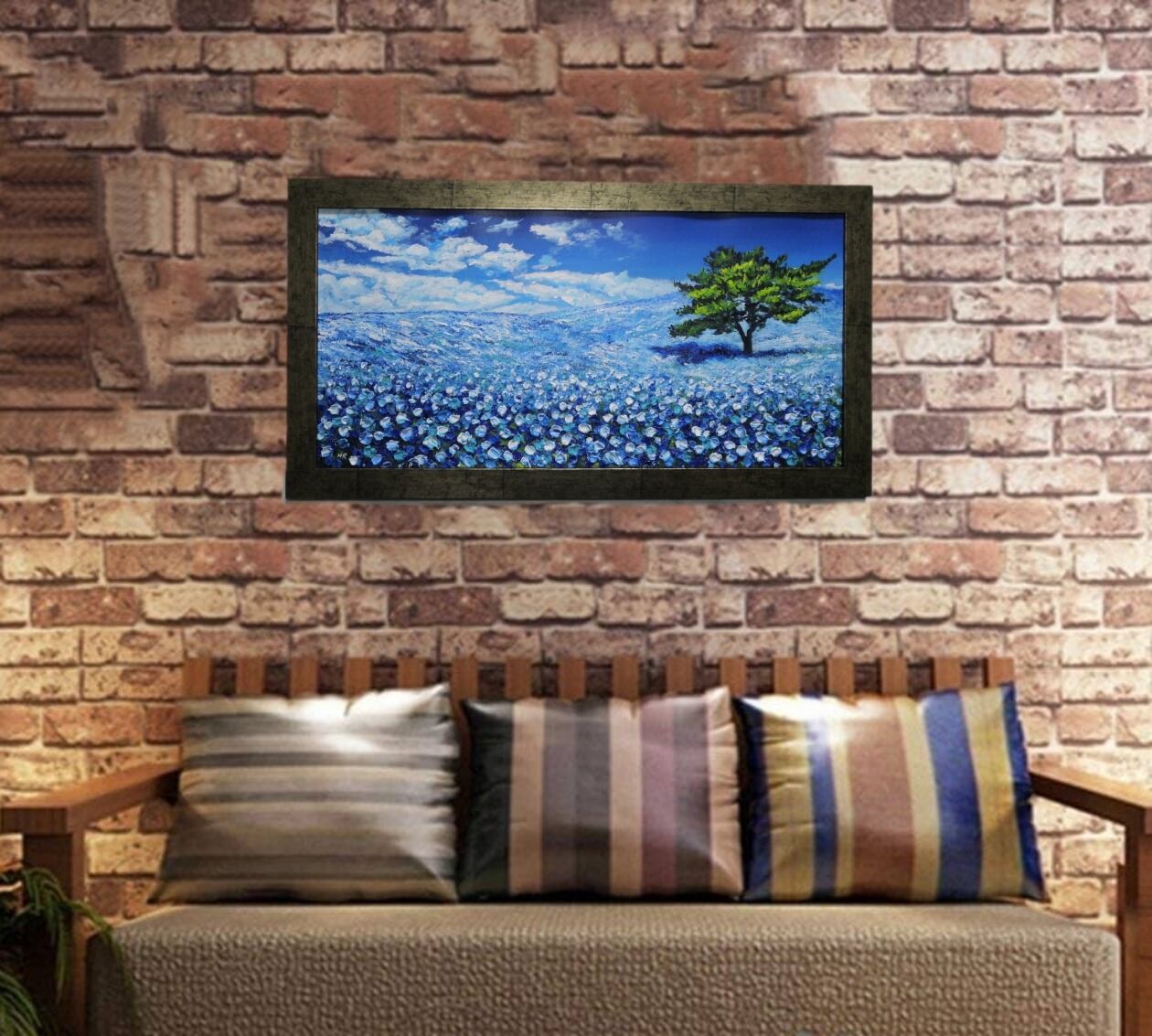 油絵 油彩 油彩画 絵 絵画 【ネモフィラの丘】 | HIROSHI1990