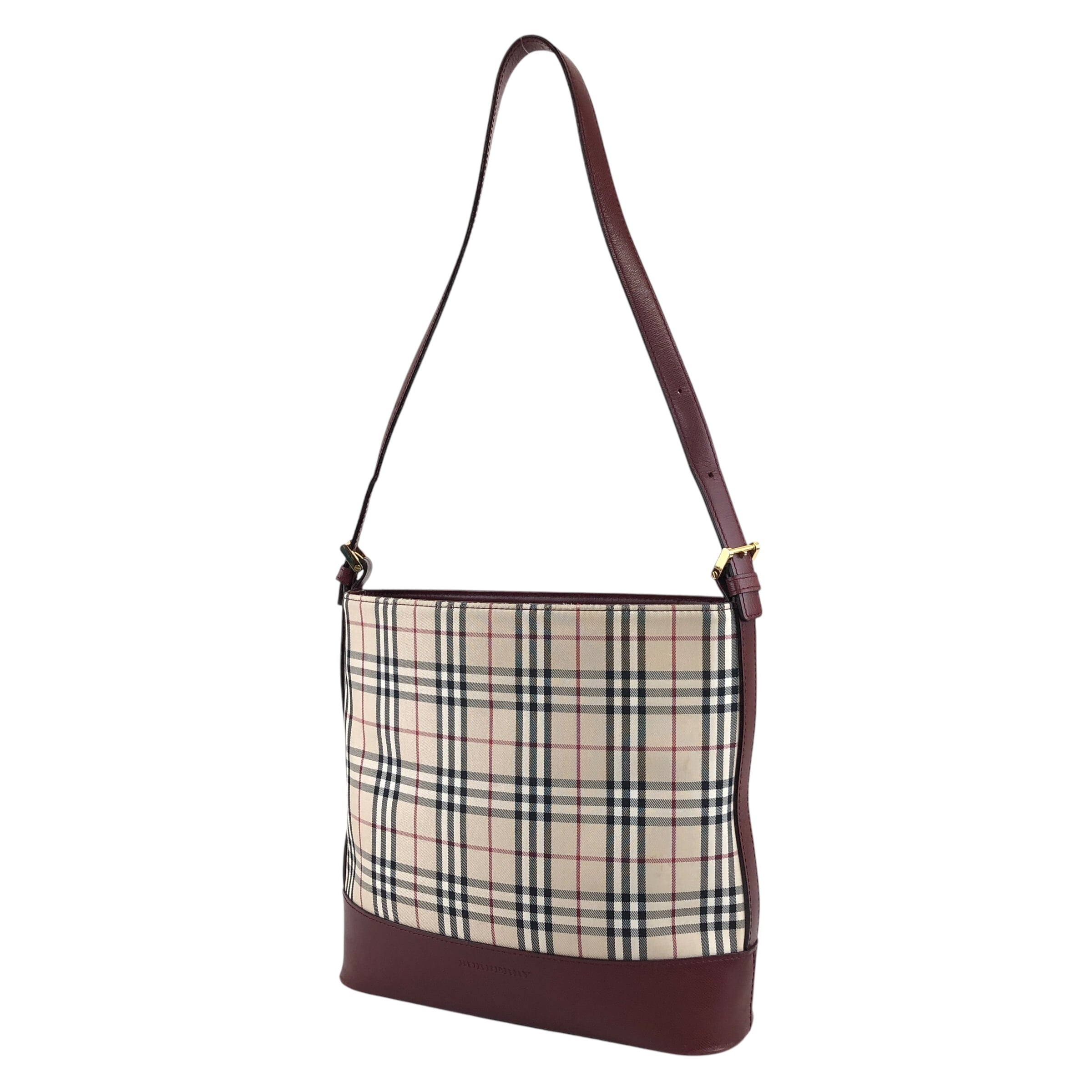 BURBERRY バーバリー ノバチェック ハンドバッグ ベージュ×レッド