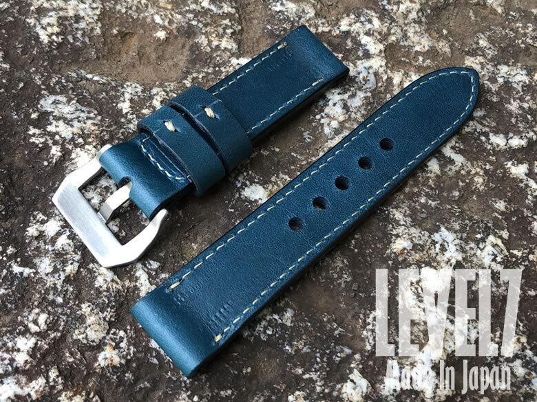 美品】パネライ純正 カーフ ベルト ブルー ラグ幅:26mm ラグ幅：22MM