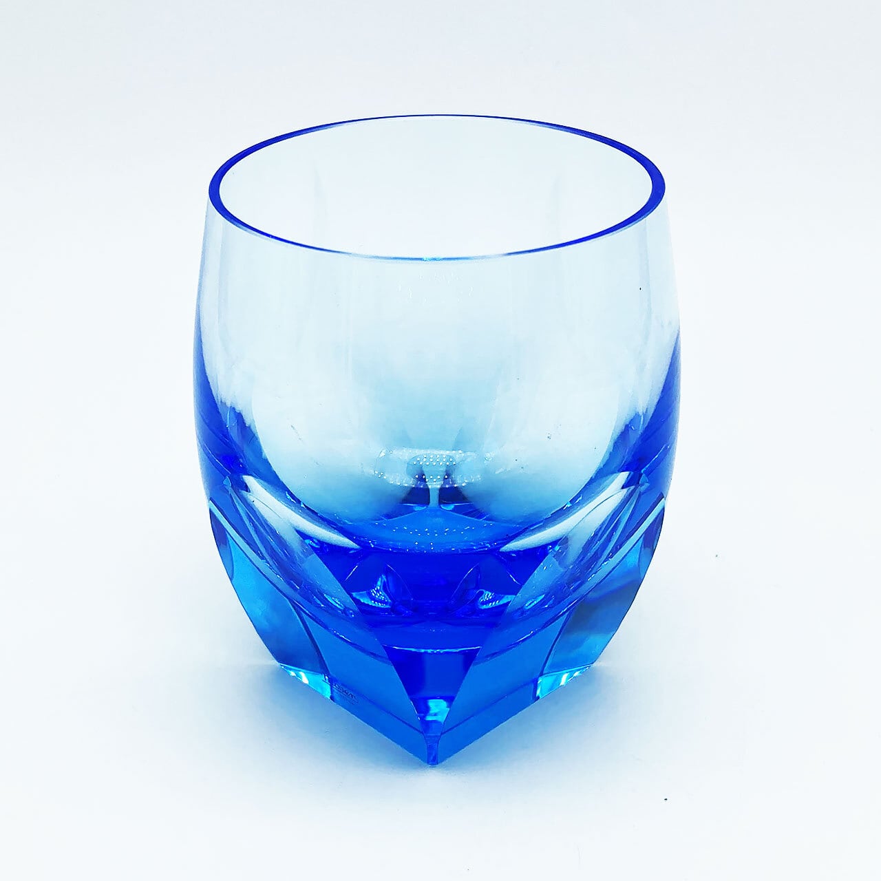 ボヘミアガラス モーゼル Moser ロックグラス マリーンブルー