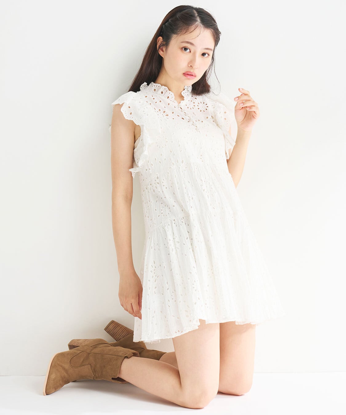 COCO DEAL/ココディール】エンブロイダリーティアードミニワンピース