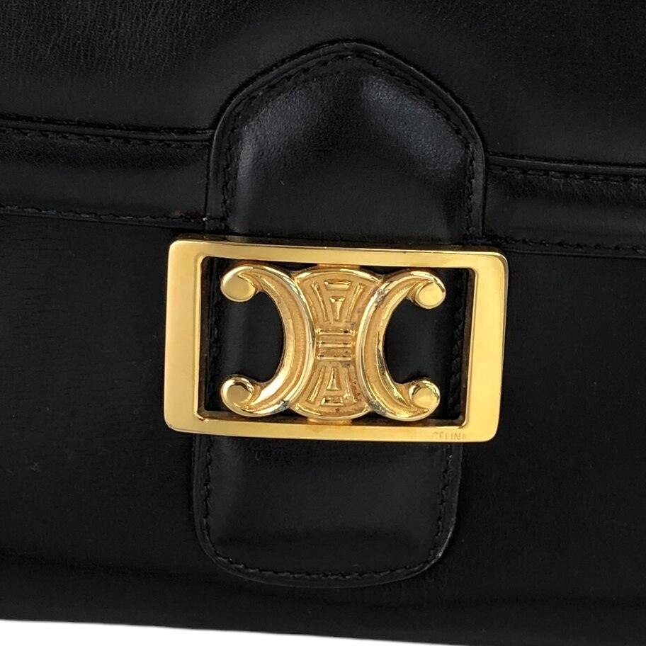 CELINE セリーヌ ショルダーバッグ ブラック トリオンフ レザー