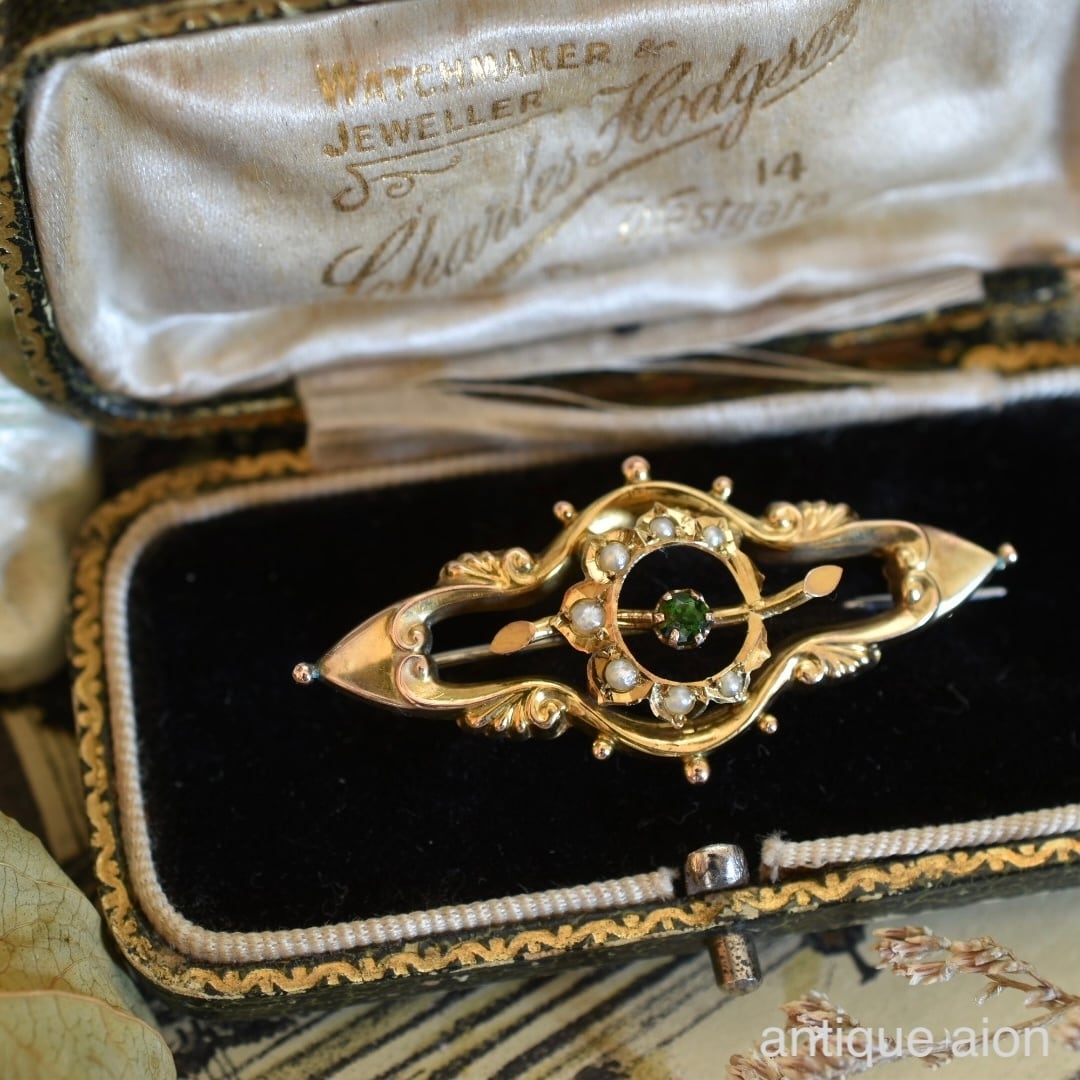 英国アンティーク 19世紀後期頃 ヴィクトリア朝時代 9ctゴールド 天然