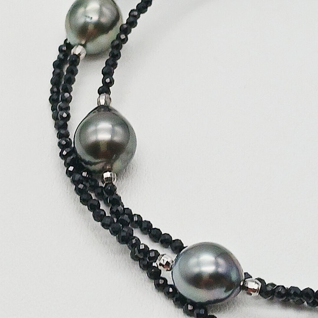 南洋黒蝶真珠入りデザインネックレス・長さ約82センチ（商品番号13