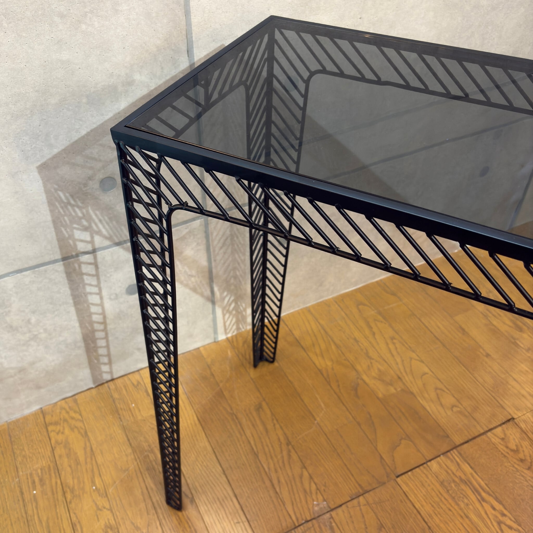 新品】コンソールテーブル W120cm | アイアンフレーム×ガラス天板