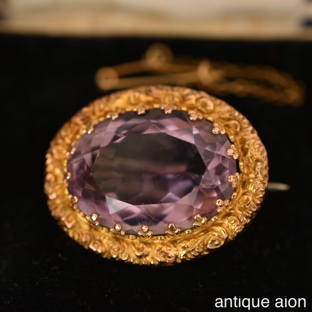 英国アンティーク 1911年 エドワード王朝時代 9金 天然アメジストの