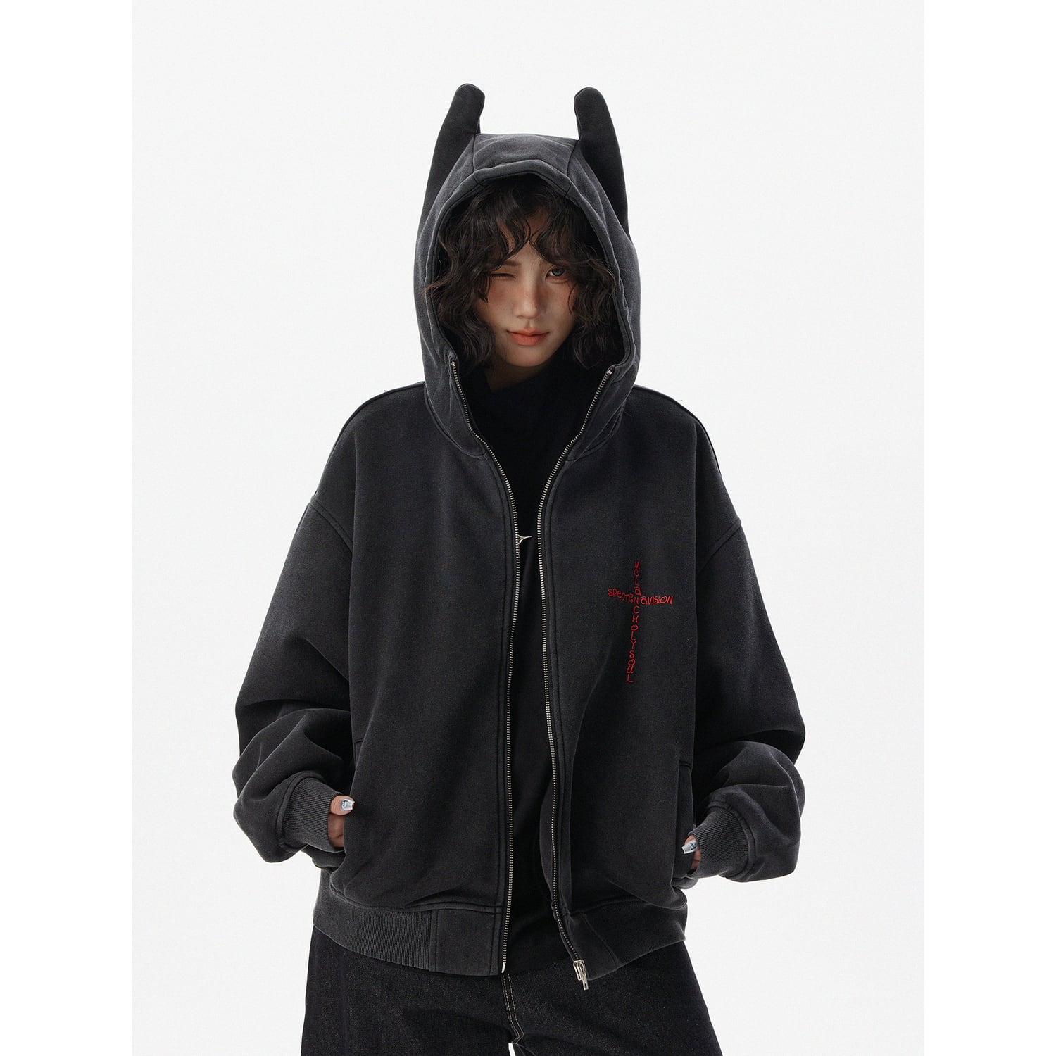 VINTAGE クロス刺繍 ジップパーカー T1390 | wshot