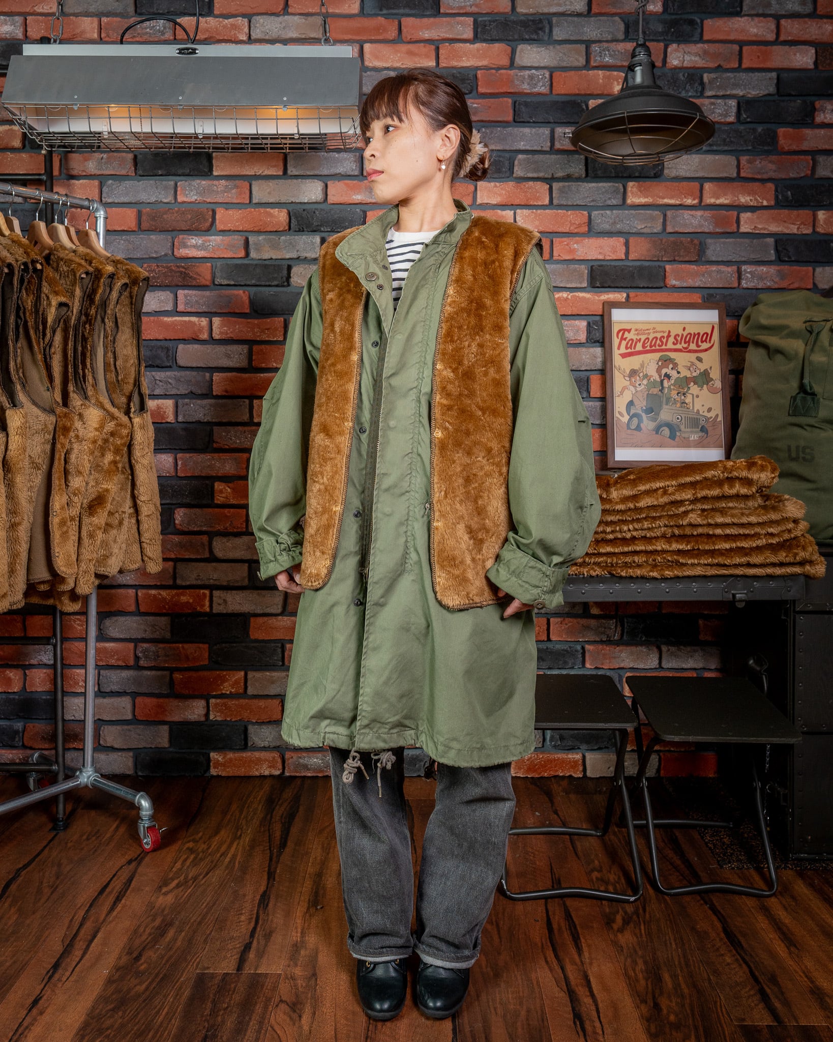 A297】Barbour 3warrant 00s Pile Linner Vest 