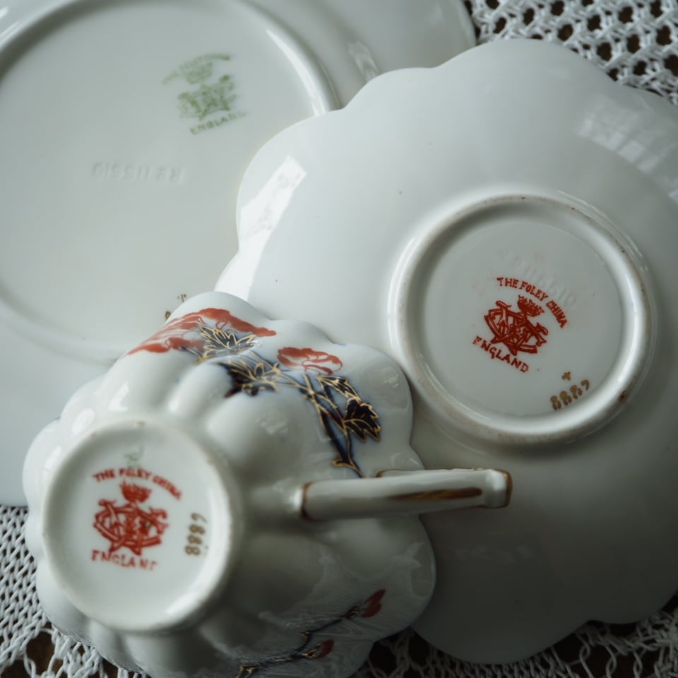 Wileman】シェリー トリオ2客＆大皿プレート｜1890年代 英国