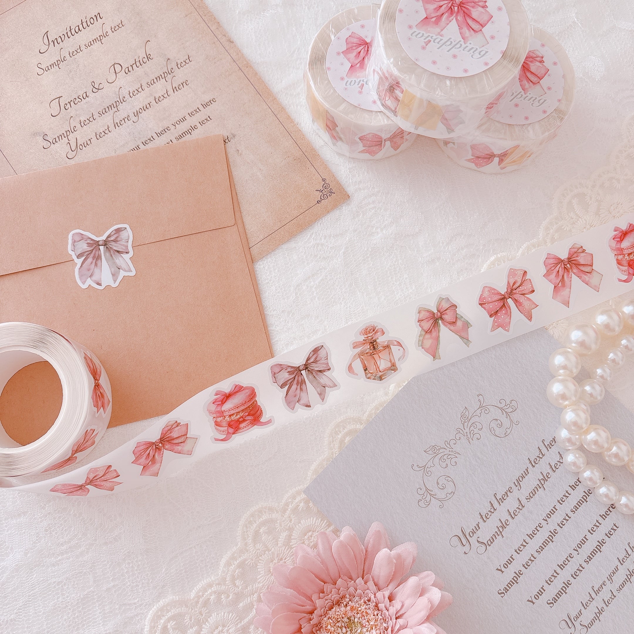 aromantic♡リボン♡ロールシール♡新品♡2セット リボンロールシール