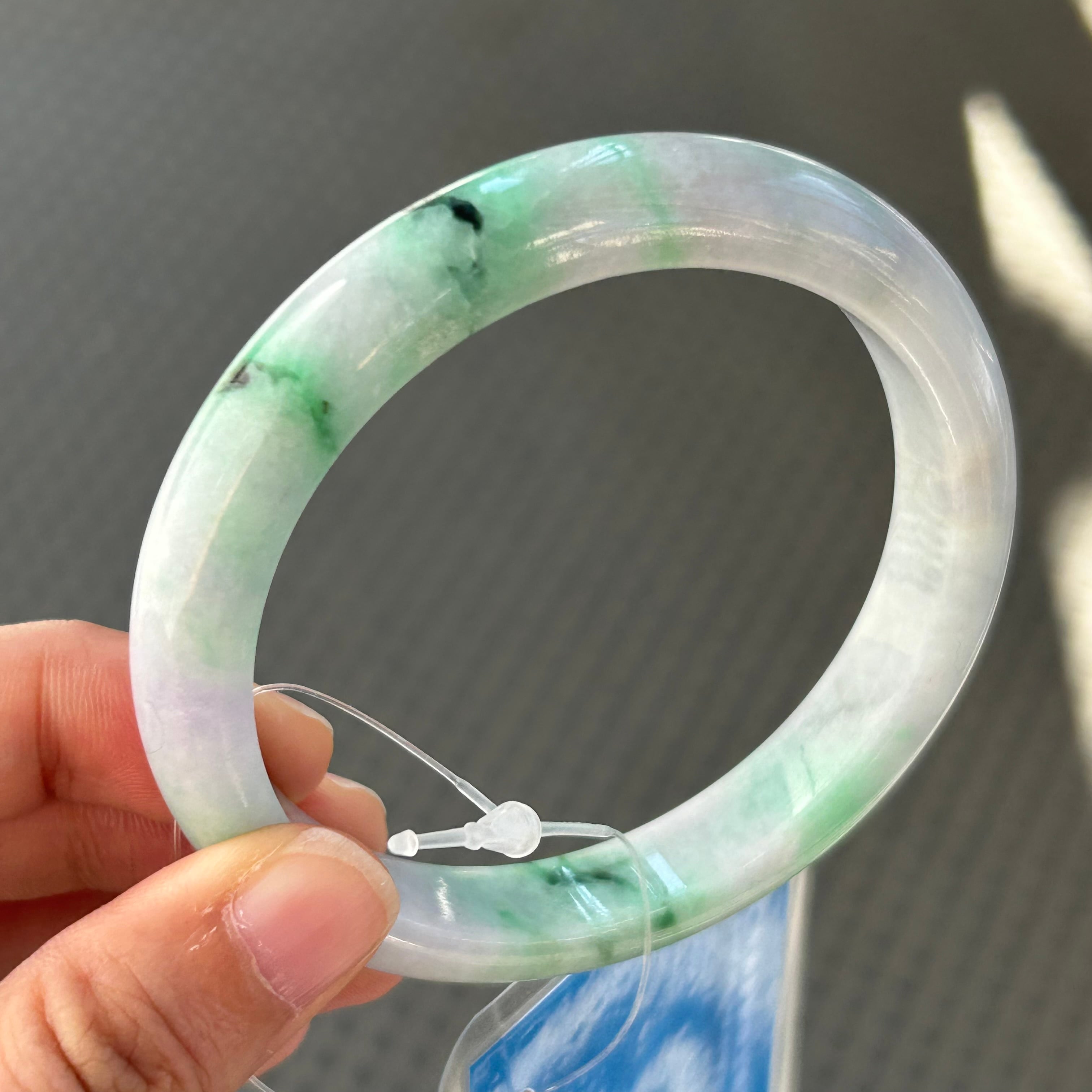 翡翠 高氷種 円条バングル』正氷種 強透明 中国古美術 旧