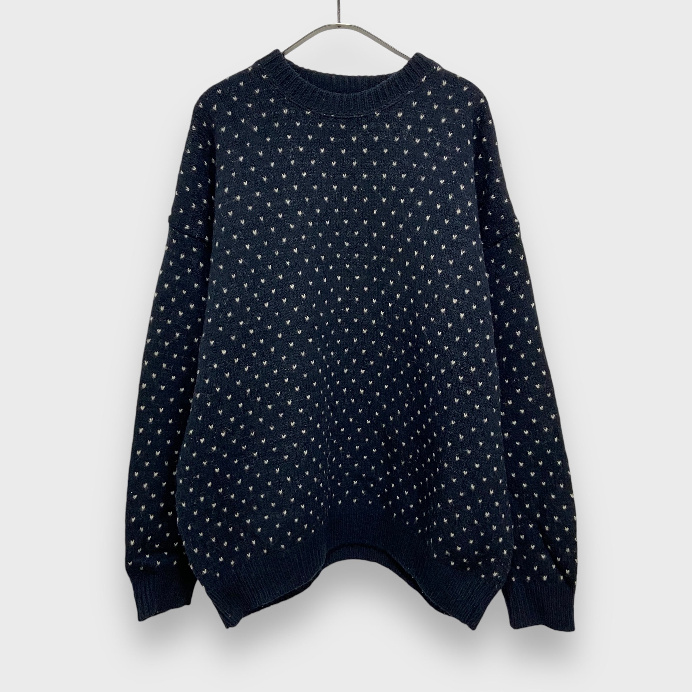 90s USA製 ウールリッチ バーズアイ柄セーター ニット ネイビー L