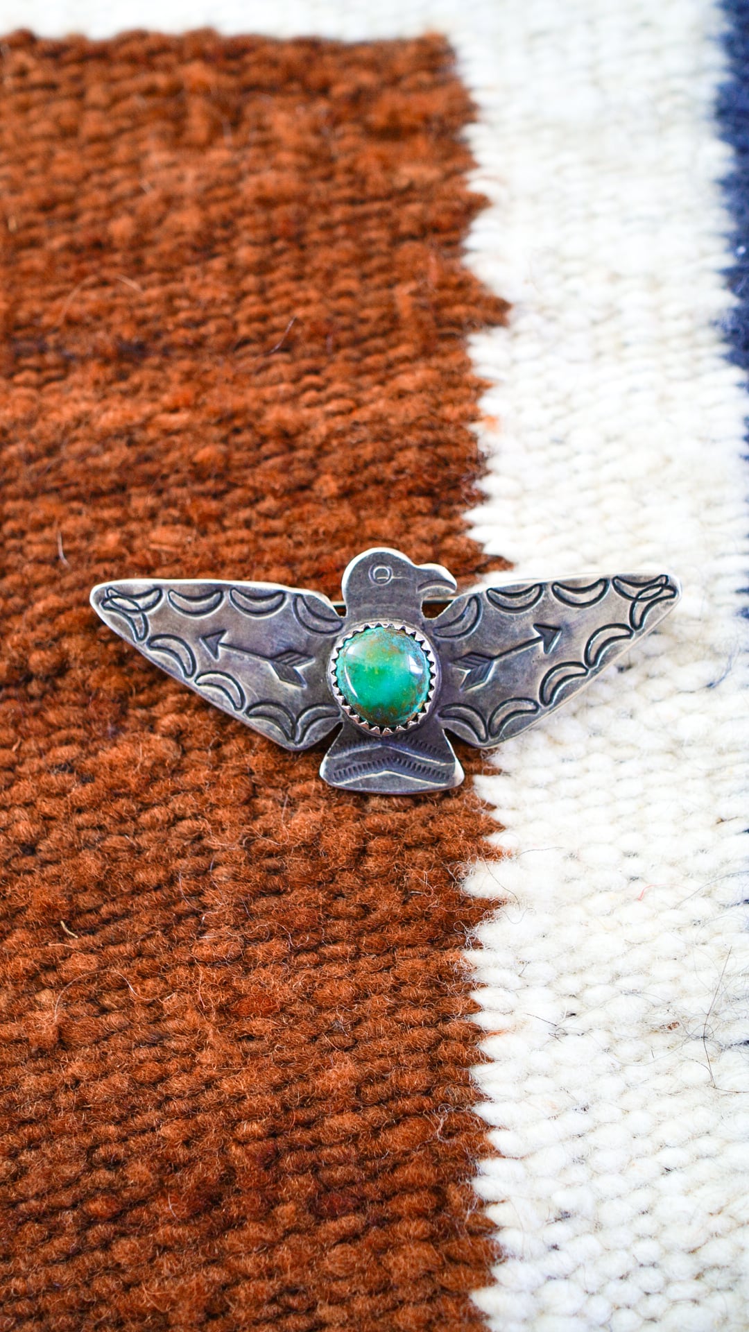 1940-1950s】ナバホ ターコイズ & サンダーバード & アロー ピン