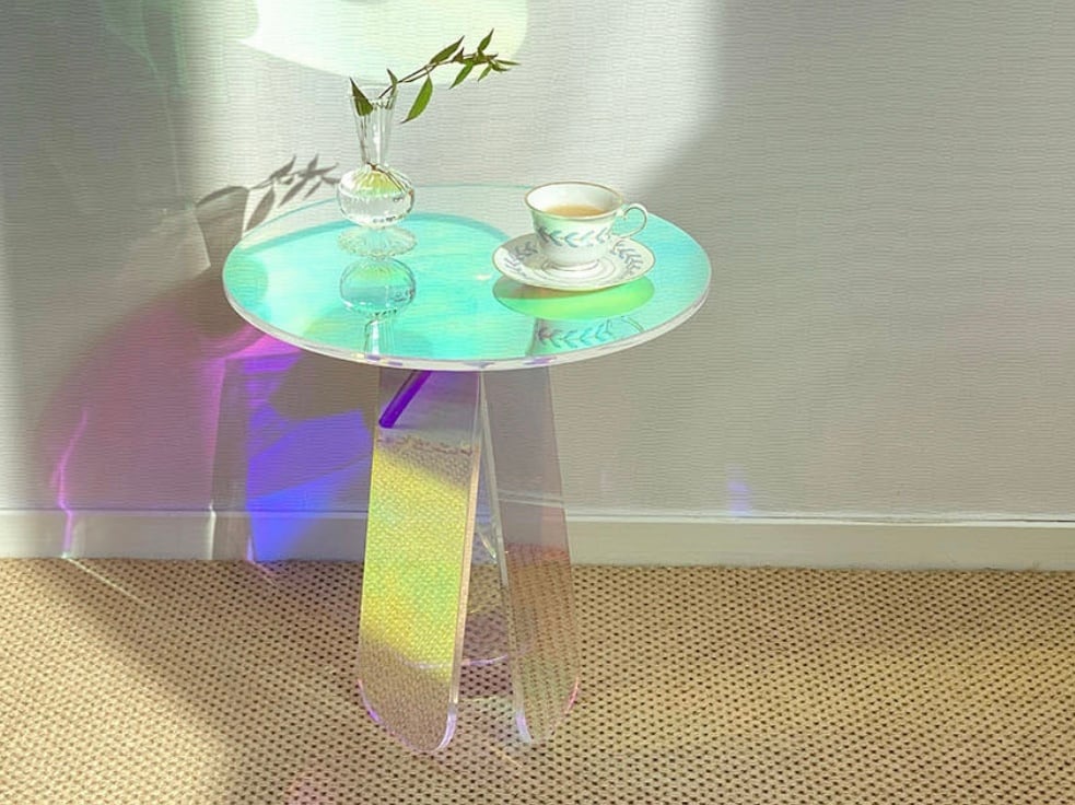 aurora acrylic side table / オーロラ サイドテーブル ホログラム 棚