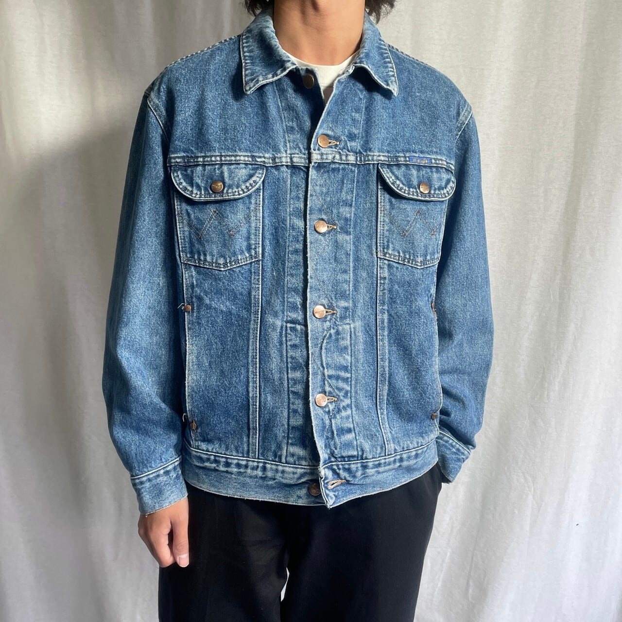 80年代 Wrangler ラングラー デニムジャケット ペイント メンズL 古着