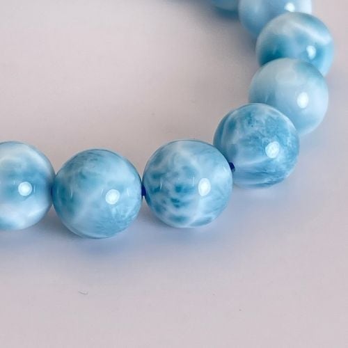 鑑定書付き☆くっきり波模様！ドミニカ産ラリマーブレスレット9.5mm