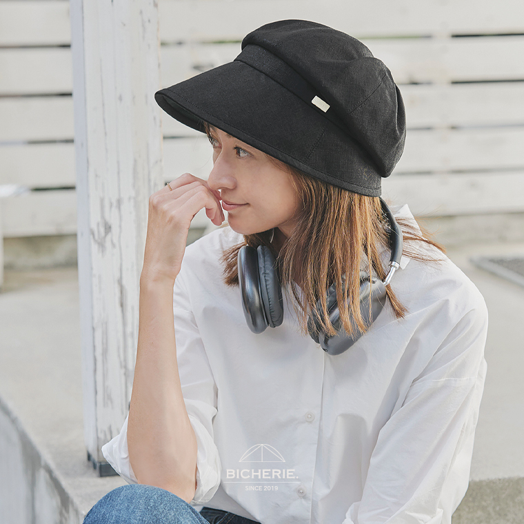 100%完全遮光 国産 スクリュー キャスケット 麻混 | BICHERIE.