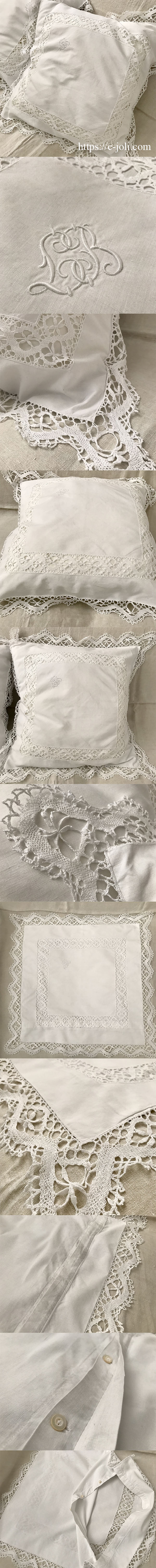 パリ発送】B1607 フランスアンティークコットンピローケース