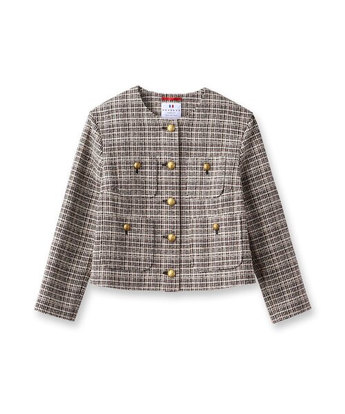 セール】DEVEAUXツイードジャケット（ノーカラージャケット