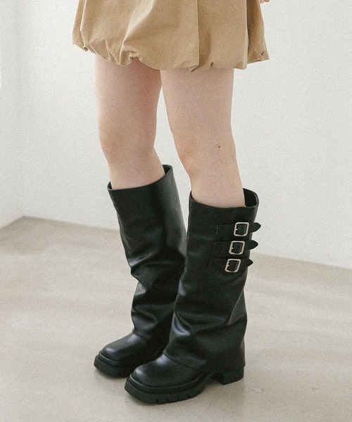 セール】ベルト付きカバーロングブーツ 581674（ブーツ）｜Heather
