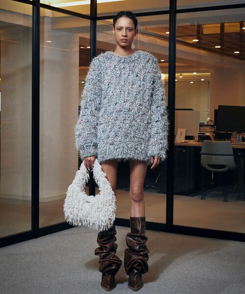 POOLDE/プールデ】Melted Boots Brown/ロングブーツ/ギャザー（ブーツ