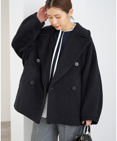 2024AW✨イエナ モヘヤミックスシャギーショートコート ブラック 36