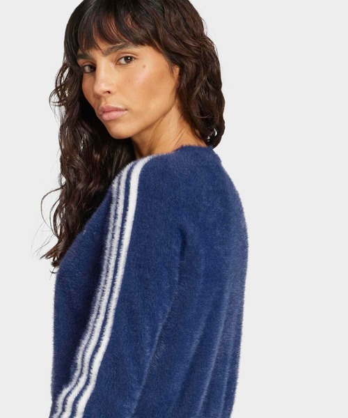 adidas フラッフィーニットカーディガン ネイビー L adidas