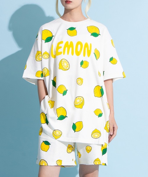 フード総柄Tシャツ(NINJIN・LEMON・EDAMAME)（Tシャツ/カットソー