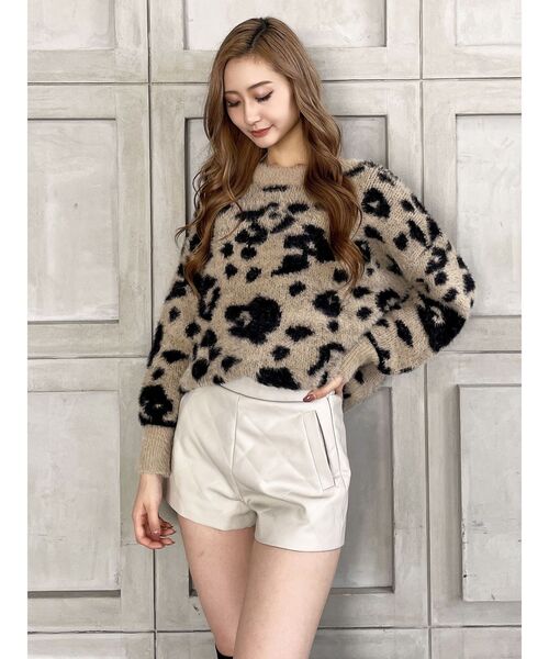 GYDA（ジェイダ）の「レオパードラインシャギーニットトップス（ニット