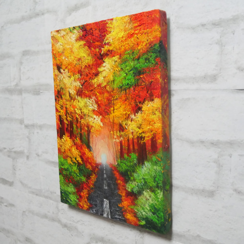 油絵 油彩 油彩画 絵画【紅葉の道】 絵画 HR 通販 11689668｜Creema