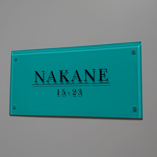 海外ハイブランド保存箱調アクリル表札《ミントグリーン》＊透明4辺