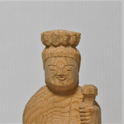 仏像 円空仏 木彫 十一面観音菩薩像（高さ30cm 着色) 【受注制作 納期