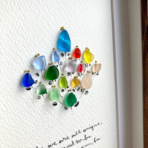 それぞれの色3 シーグラス／天然石／フレームアート／壁掛け／レア