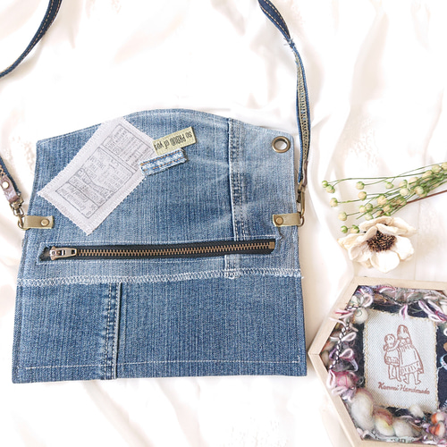 10) ウォレット ショルダー お財布ショルダー デニムリメイク