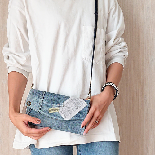 10) ウォレット ショルダー お財布ショルダー デニムリメイク