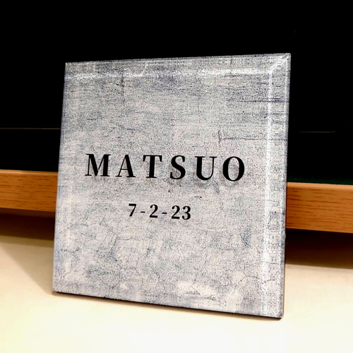 アクリル表札〘コンクリート〙＊透明4辺45度斜めカット鏡面仕上げ8