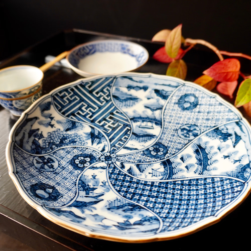 輪花染付祥瑞捻り紋7寸皿 約20.5cm 中皿 ittou 通販 14884804