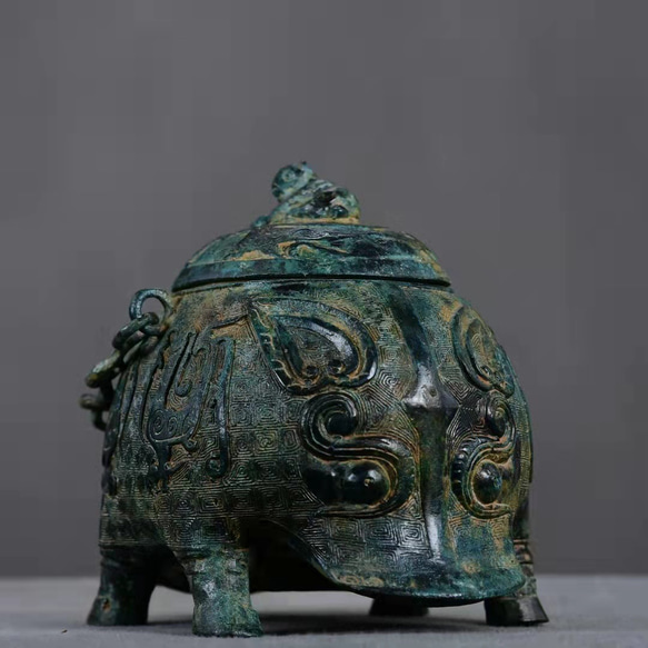 青銅器 青銅製 提梁尊 獣尊 賞物 置物 珍品希少唐物 貴重 4jd その他