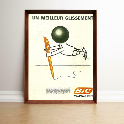 サヴィニャック Bic 1960年代 フランス 雑誌 ヴィンテージ 広告 額付