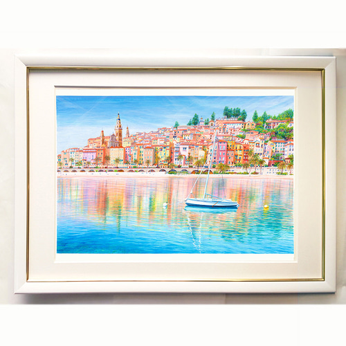 額57cmイタリア版画化 コートダジュール Menton フランス ヨーロッパ