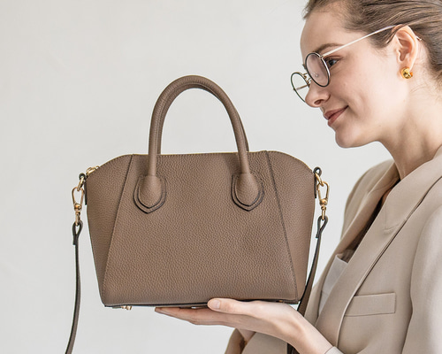 第2世代 Mサイズ 本革 2way トートバッグ 肩紐 ゴールド金具 トープ