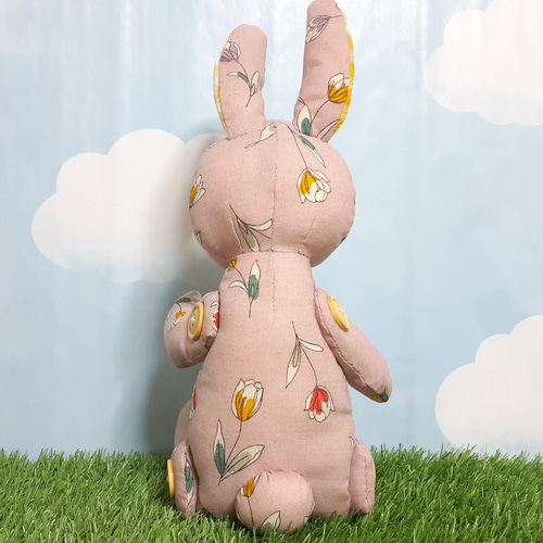 sale】花柄くすみピンクのうさぎ【creema限定】 ぬいぐるみ もちまる