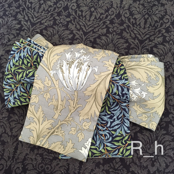 ウィリアムモリス アネモネ 着物 半幅帯 ウィローボゥ リバーシブル