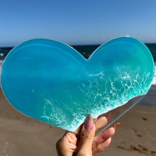 エポキシレジンの海、海レジン、レジンアート、ハートの海です その他