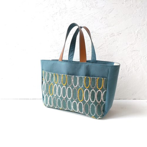 ミナペルホネン グリーンtarteとキャンバス トートバッグ トートバッグ