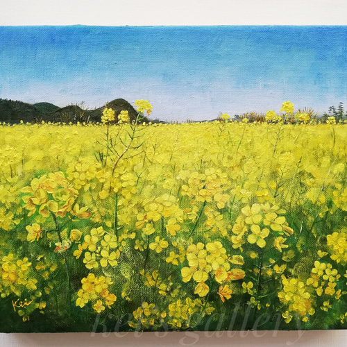 菜の花畑(額縁付き、油絵原画) 絵画 kei 通販 17692932｜Creema