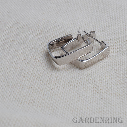 両耳用 シルバー925 フープピアス スクエアピアス 四角 長方形ピアス