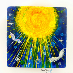 原画【日の輝き】 抽象画 太陽 SUN おひさま ブルー 青 おしゃれ