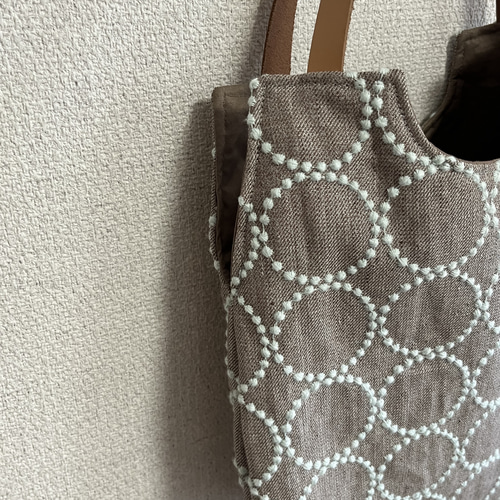 ミナペルホネンtambourine しずくバックL size brown × light blue